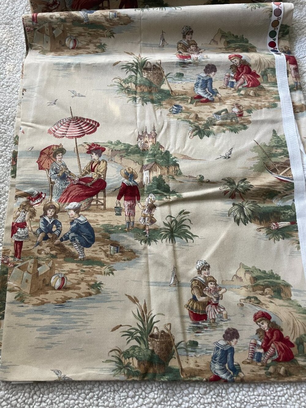 P Kaufman Fabrics Beachside Seaside Beach Toile Victorian Fabric Panel 56"x100"